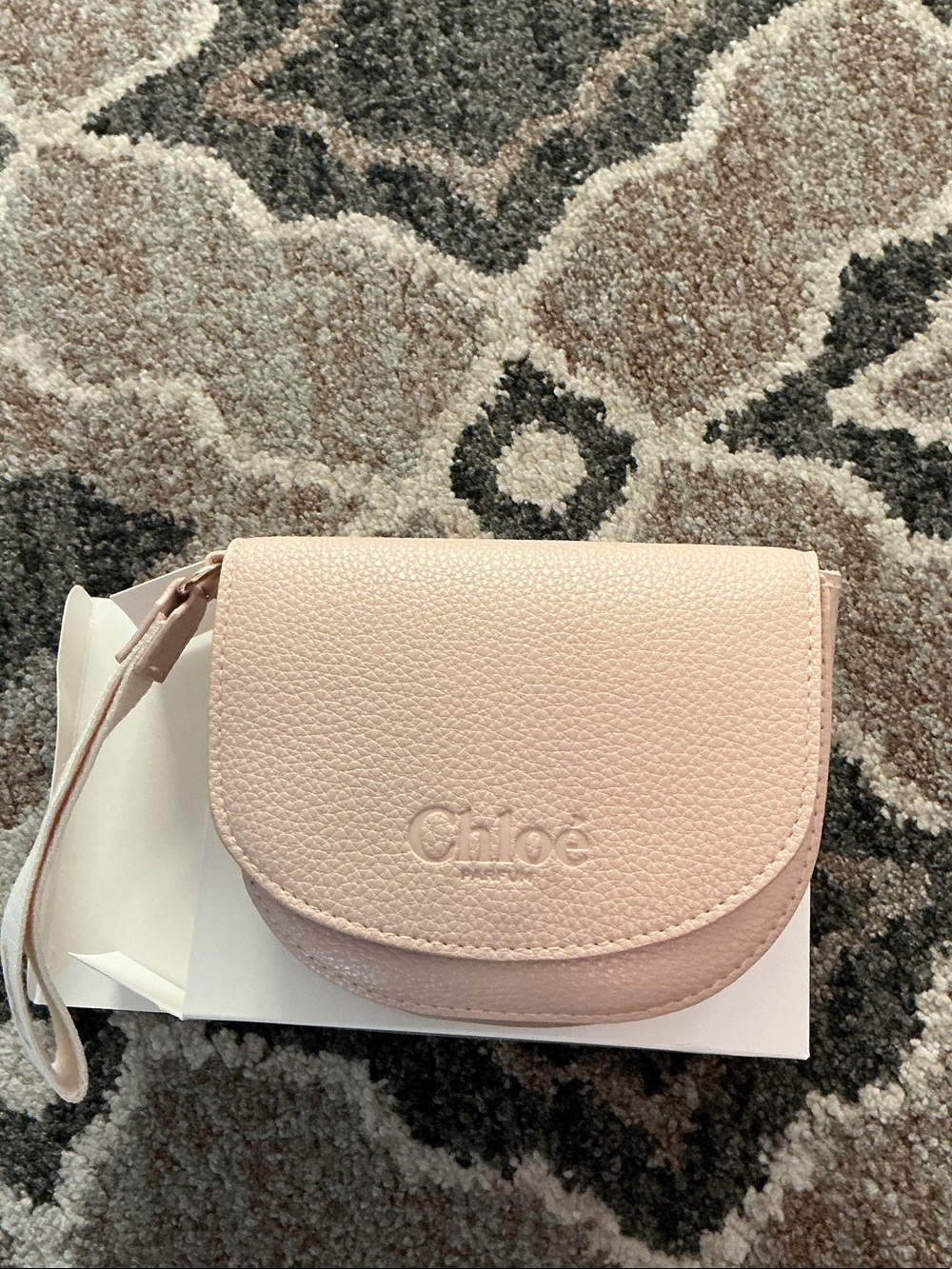 Chloé Pink Pebbled Leather Wristlet Clutch